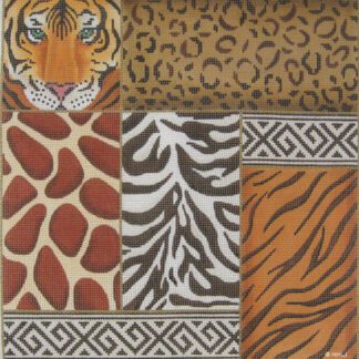 Animal Skin Patchwork with Tiger Face