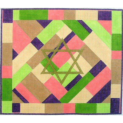Star of David in pink and green Tallit