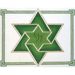 Double Star of David Tallit in Green